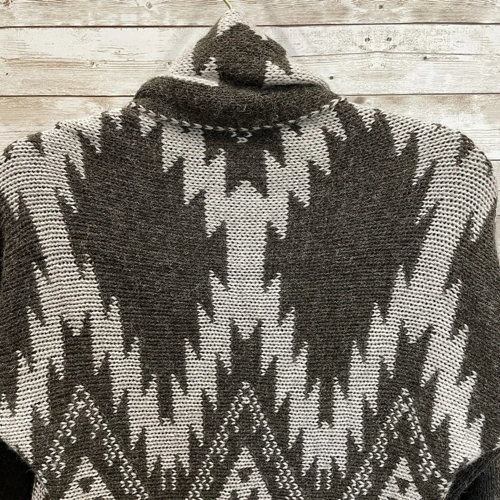 Hannah Womens‎ L Sweater Open Cardigan Gray Southwestern Aztec Scarf Collar - Picture 10 of 10